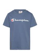 Ss Tee Tops T-shirts Short-sleeved Blue Champion