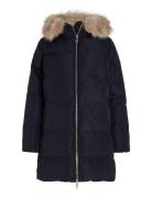 Mw Down Reg Coat With Fur Topattu Pitkä Takki Navy Tommy Hilfiger