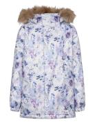 Print Winter Parka Parka Takki Purple Gugguu