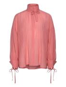 Volume Shirt With Tiebow Tops Blouses Long-sleeved Pink Stella Nova