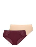 Lorena-2Pp Hipster Classic Hipsterit Alushousut Alusvaatteet Burgundy ...