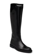 Boots - Flat - With Zipper Korkeavartiset Saapikkaat Black ANGULUS