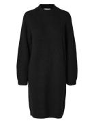 Slflulu Ls High Neck Knit Dress Polvipituinen Mekko Black Selected Fem...