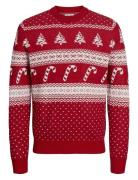 Jjxmas Gabriel Knit Crew Neck Tops Knitwear Round Necks Red Jack & J S