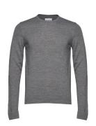 Merino Knit O-Neck Tops Knitwear Round Necks Grey Lindbergh