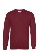 Ecovero L/S O-Neck Knit Tops Knitwear Round Necks Burgundy Lindbergh