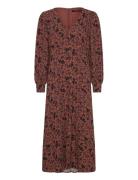 Jeanie Brina Crepe Dress Polvipituinen Mekko Brown French Connection