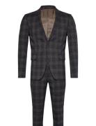 Checked Stretch Suit Puku Brown Lindbergh