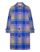 Checkered Wool Coat Villakangastakki Pitkä Takki Multi/patterned Stell...