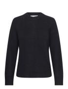 Slfrena Ls Knit O-Neck Camp Tops Knitwear Jumpers Black Selected Femme