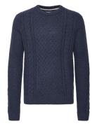 Pullover Tops Knitwear Round Necks Navy Blend