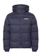 Suomi Hood Puffer Jacket Vuorillinen Takki Topattu Takki Navy Napapijr...