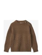 Nova Knit Pattern Pullover Tops Knitwear Pullovers Brown Fliink