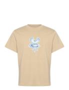 Boxy Graphic Printed T-Shirt Tops T-shirts Short-sleeved Beige Weekday
