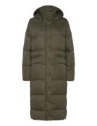 Coat Amira Puffer Topattu Pitkä Takki Khaki Green Lindex