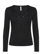 Top Ls Waffle Henley Toppi Black Hunkemöller