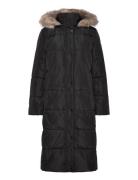 Faux-Fur-Trim Hooded Down Coat Topattu Pitkä Takki Black Lauren Ralph ...