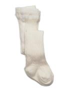 Cable Knitted Stockings Offwhite Sukkahousut Cream Geggamoja