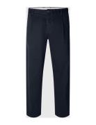 Slh172-Slim Tape Ron Pleat Pant Bottoms Trousers Chinos Navy Selected ...