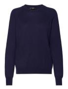 Rounded Neck Wool Sweater Tops Knitwear Jumpers Navy Mango