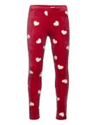 Leggings Velour Aop Hearts Bottoms Leggings Red Lindex