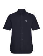 Oxford Shirt Tops Shirts Short-sleeved Navy Fred Perry