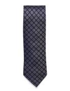 Navy Woven Flower Silk Tie Solmio Kravatti Navy AN IVY