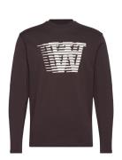 Wwmel Big Print Longsleeve Gots Tops T-shirts Long-sleeved Brown Doubl...