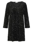 Vifaith V-Neck L/S Sequin Dress/Vol Lyhyt Mekko Black Vila