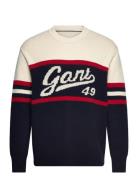 Gant Vintage Graphic C-Neck Tops Knitwear Round Necks Navy GANT