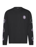 Walsh Ls Print T-Shirt Tops T-shirts Long-sleeved Black J. Lindeberg