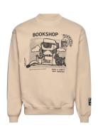 Book Shop Crewneck Tops Sweat-shirts & Hoodies Sweat-shirts Beige Pas ...