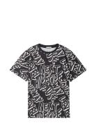 Over Printed T-Shirt Tops T-shirts Short-sleeved Black Tom Tailor