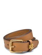 Logo-Keeper Leather Skinny Belt Vyö Beige Lauren Ralph Lauren