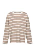 Striped Long Sleeves T-Shirt Tops T-shirts Long-sleeved T-shirts Beige...