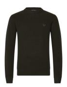 Lambswool Jumper Tops Knitwear Round Necks Khaki Green Fred Perry