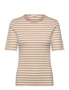 Slim Striped 1X1 Ribbed Ss T-Shirt Tops T-shirts & Tops Short-sleeved ...