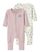 Nbfnightsuit 2P Zip Ff Jet Flower Noos Pyjama Sie Jumpsuit Haalari Pin...