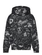 Sweatshirt Hood Aop Graffiti Tops Sweat-shirts & Hoodies Hoodies Black...