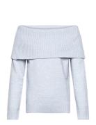 Sweater Knitted Fold Down Tops Knitwear Pullovers Blue Lindex