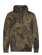 Palm-Camo Double-Knit Hoodie Tops Sweat-shirts & Hoodies Hoodies Green...