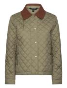 Corduroy-Trim Diamond-Quilted Jacket Tikkitakki Khaki Green Lauren Ral...