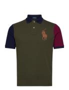 Classic Fit Leather-Pony Mesh Polo Shirt Tops Polos Short-sleeved Khak...