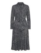 Paisley Crepe Midi Dress Polvipituinen Mekko Navy Lauren Ralph Lauren