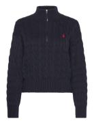 Cable-Knit Cotton Quarter-Zip Sweater Tops Knitwear Jumpers Navy Polo ...