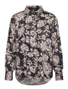 Cwrenee Peonies - Shirt Tops Shirts Long-sleeved Black Claire Woman