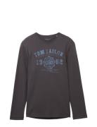 Printed Longsleeve Tops T-shirts Long-sleeved Grey Tom Tailor