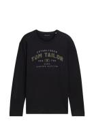 Printed Longsleeve Tops T-shirts Long-sleeved Black Tom Tailor