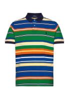 Custom Slim Fit Striped Mesh Polo Shirt Tops Polos Short-sleeved Navy ...