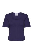 Scoop Rib Tee Sport T-shirts & Tops Short-sleeved Purple Casall